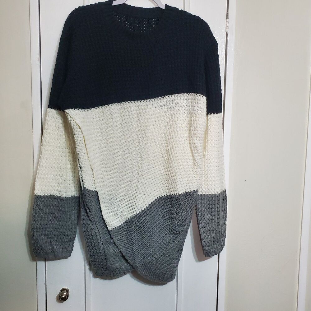 Color Block Pullover Sweater Casual Long Sleeve Crew Neck Size 1X-2X. SKU# A-134 - Picture 2 of 16